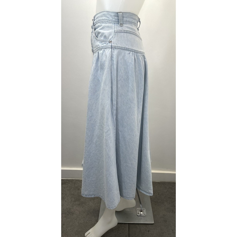Vintage 80s Candie's Denim Skirt High Waist Midi Light Wash Waist 26" SEE FLAWS - Picture 5 of 16
